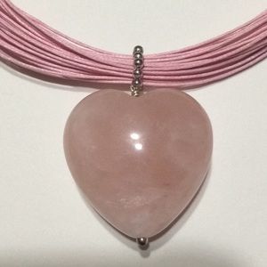Necklace With Heart Shape 40mm Rose Quarts Charm